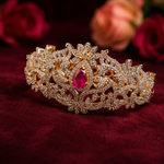 Ruby Floral Bridal Kada Bracelet with Diamond Detailing