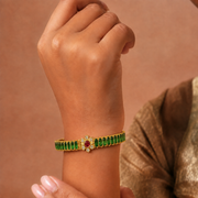 Traditional Emerald & Ruby Look South Indian Openable Bangle
