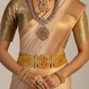 Regal Round Motif CZ Vaddanam with Ruby & Emerald Accents