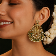 Silver Gold Polished Vishnu Temple Earrings Design
