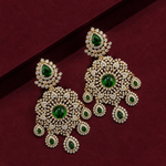 Statement Emerald Diamond Look Bridal Earrings in 92.5 Silver