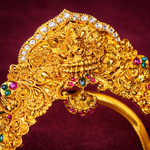 South Indian Temple Lakshmi Bajubandh Armlet in 925 Silver Gold Polish