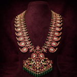 Reversible Mango Mala Haram Design with CZ Polki & 18K Gold Polish