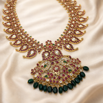 Reversible Mango Mala Haram Design with CZ Polki & 18K Gold Polish