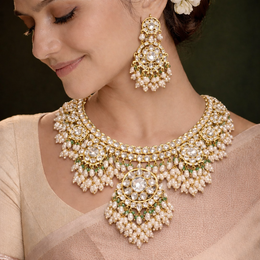 Graceful Threads - Exquisite South India Guttupusalu Haram + Earrings Set