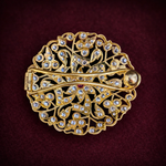 Ruby Diamond Look Floral Hair Clip in 925 Silver with Gold Polish