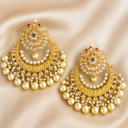 Ornate South Indian Bridal Earrings with Regal Peacock Motifs