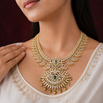 Pellikuthuru Bridal Diamond Look Long Haram with Gold Polish
