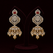 Exquisite Bridal Jhumkas Adorned with Cascading Pearl Drops
