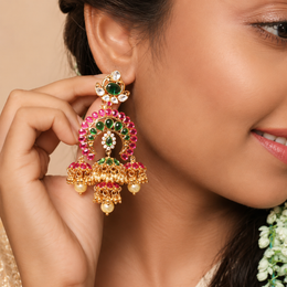 Dancing Polkis -  CZ Polki Jhumkas