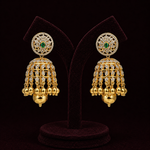 Glowing Gold Ball Jhumka Earrings with Diamond Look