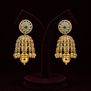 Glowing Gold Ball Jhumka Earrings with Diamond Look