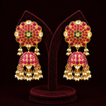 925 Silver Ruby Polki Look Detachable Jhumka Earring Design