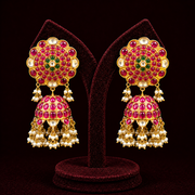 925 Silver Ruby Polki Look Detachable Jhumka Earring Design