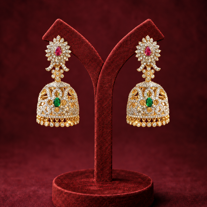 this one looks like a cut copy paste job. can you make the earrings like it belongs in that room in that loghting
