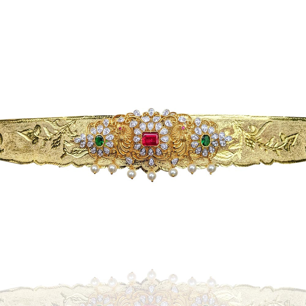 Choker Cum Vaddanam Design with Pearl Hangings