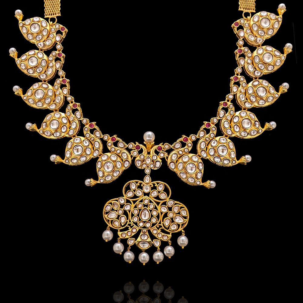 Classic Gold Polki Look Short Vintage Necklace Haram