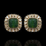 Classic Polki Emerald Look Vintage Earring Studs Design