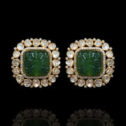 Classic Polki Emerald Look Vintage Earring Studs Design