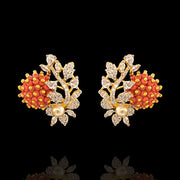 Coral Studs Cocktail Earrings Diamond Look Earrings Studs | South Indian Jewelry