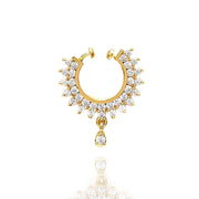 Diamond Look Gold Plated Bridal Nose Ring Design