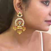 Exquisite Kundan Necklace + Earrings Set with Kemp Color Stones