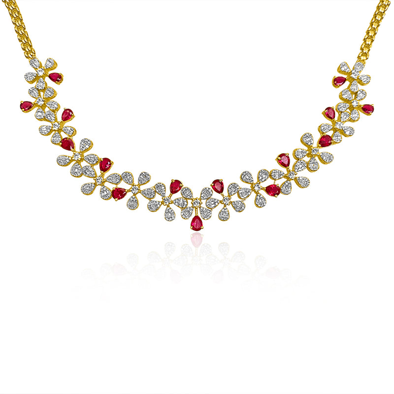 Dazzling Blossoms: Floral CZ Diamond Necklace