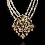 Dazzling Diamond Look Statement Pendant with Delicate Pearl Strings