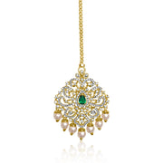 Dazzling Emerald CZ Diamond Bridal Mangtikka