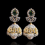 Delicate 18K Gold Polish Diamond Look Jhumki Earrings