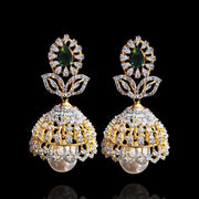 Delicate 18K Gold Polish Diamond Look Jhumki Earrings