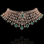 Delicate Diamond Look Bridal Choker with 18K Gold Polish