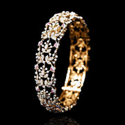 Delicate Diamond Look Kada Bangle with Pink Accents