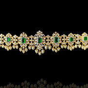 Delicate Gold Polish Polki Look Emerald Bridal Vaddanam Hipbelt