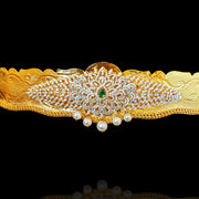 Delicate Nakshi Yellow Gold Polish Waist Belt Vaddanam Design
