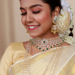 Delicate Diamond Look Bridal Choker with 18K Gold Polish
