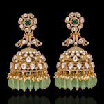 Designer Antique Peacock Victorian Polki Look Big Jhumka Earrings