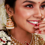 Designer Antique Peacock Victorian Polki Look Big Jhumka Earrings

