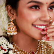 Designer Antique Peacock Victorian Polki Look Big Jhumka Earrings
