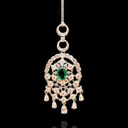 Diamond Look Bridal Mangtikka for Brides with Radiant Emerald Elegance