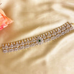 Diamond Look Choker Necklace with Emeralds and Detachable Pearl Pendant