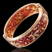 Diamond Look Kada Bangle with Rich Red Enamel Meena in 18K Gold Polish