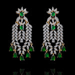 Diamond & Emerald Cascading Necklace + Earrings Set - An Enchanted Forest Elegance