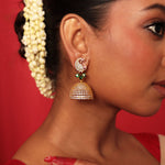 Diamond Look Bridal Jhumka Earrings in Peacock Design