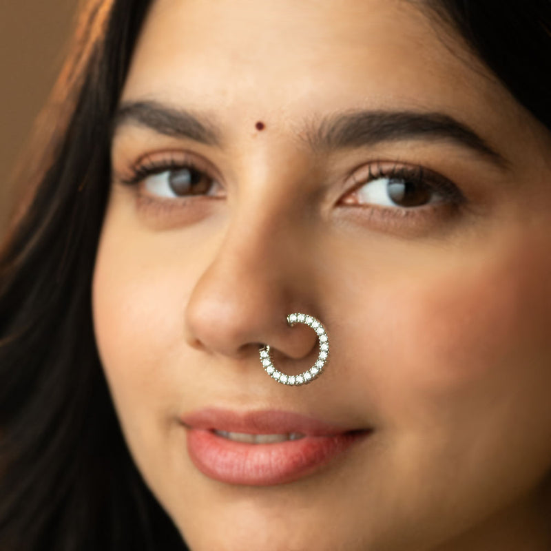 Diamond Look Bridal Nath Nose Ring Design for Non Pierced Nose