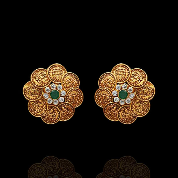 Divine Lakshmi Kasu Coin Floral Top Earrings