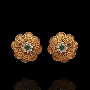 Divine Lakshmi Kasu Coin Floral Top Earrings