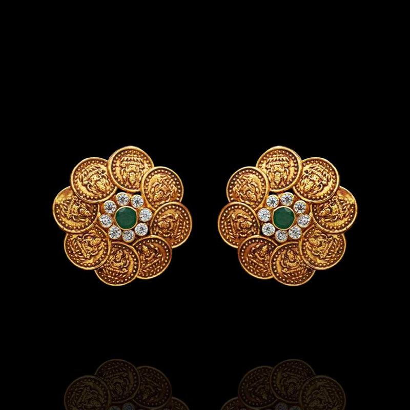 Divine Lakshmi Kasu Coin Floral Top Earrings