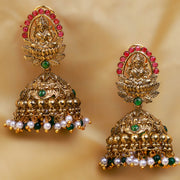 Divine Lakshmi Jhumka in Antique Temple Style with 18K Polish