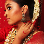 Divine Lakshmi Jhumka in Antique Temple Style with 18K Polish